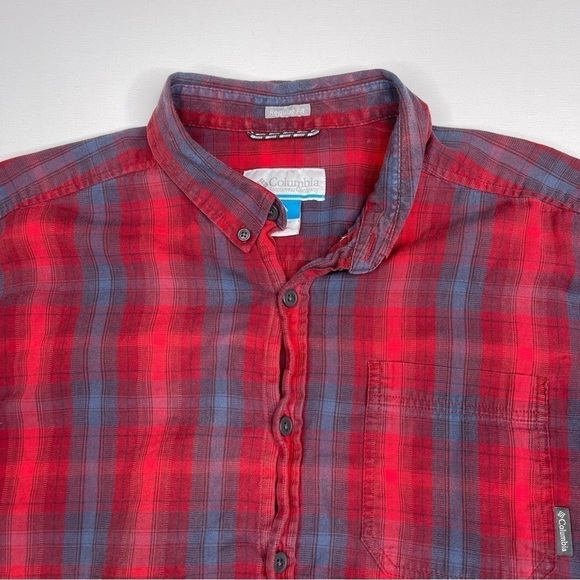 Columbia Shirt Plaid Red Gorp Outdoor Hiking Camping Western Long Sleeve Work - Picture 5 of 13